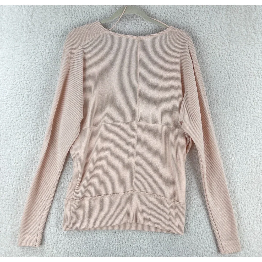 Free People Pink Cozy With You Surplice Pullover Shirt‎ Womens Ribbed Size XS